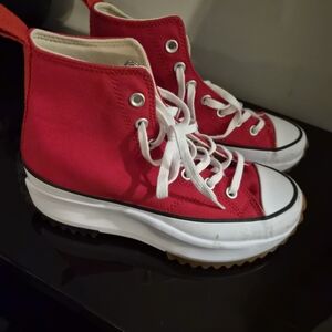 Converse Red High-Top Platform Sneakers